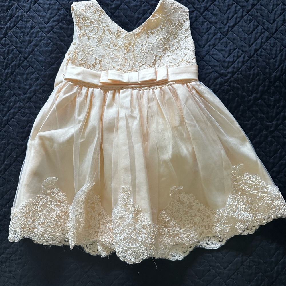 Queeny Baby Elegant Lace Dress with Bow